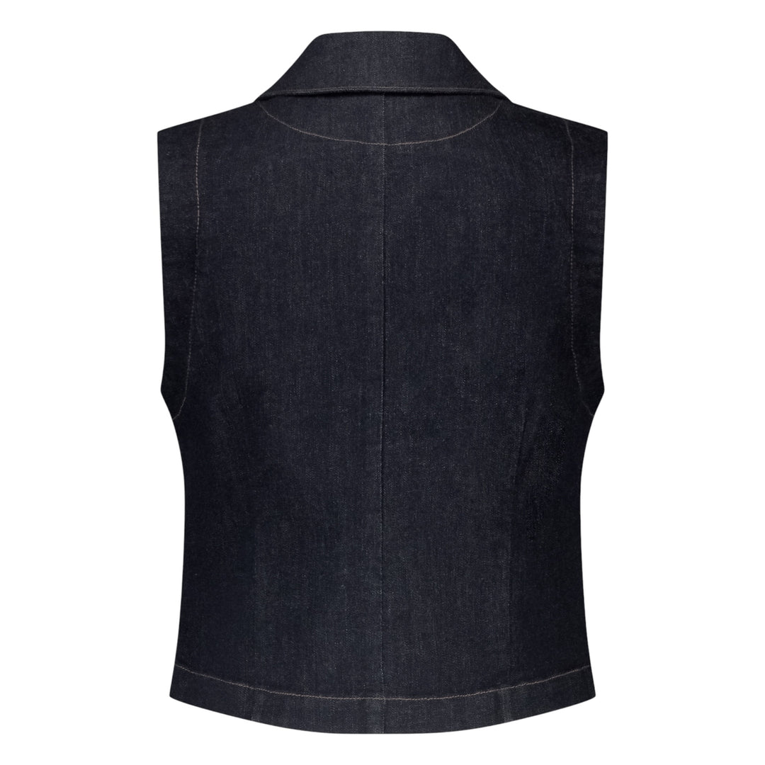 Red Button Waistcoat Forever Blue Denim