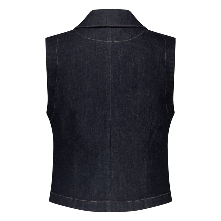 Red Button Waistcoat Forever Blue Denim