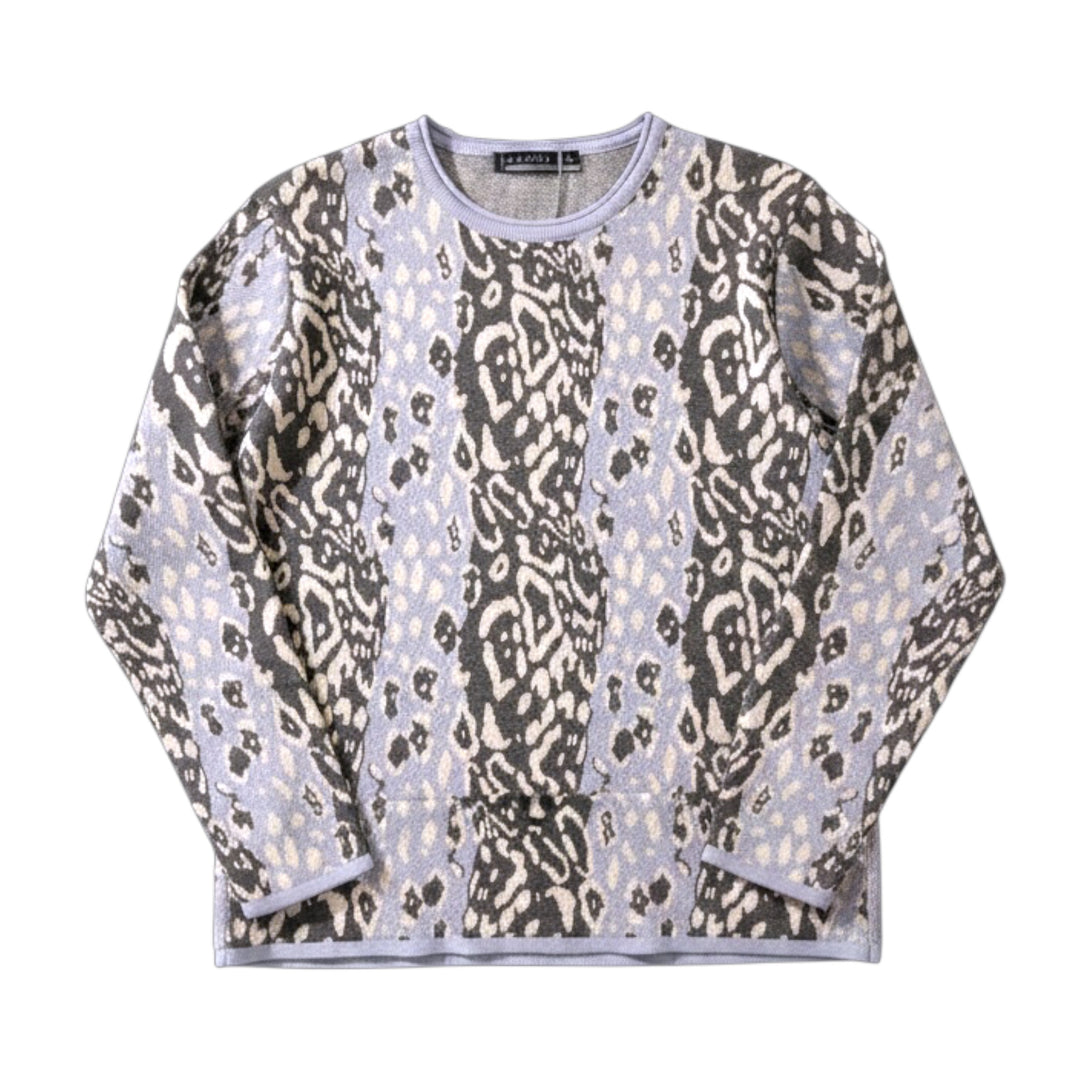 Kris Fashion Animal Print Sweater Blue