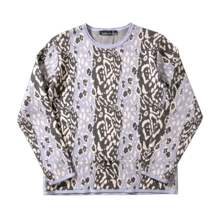 Kris Fashion Animal Print Sweater Blue