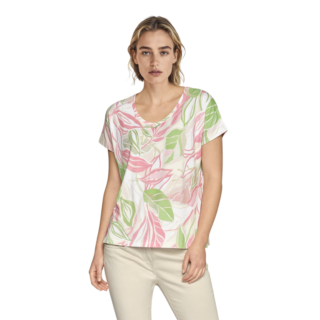 Gollehaug V Neck Floral Top Apple