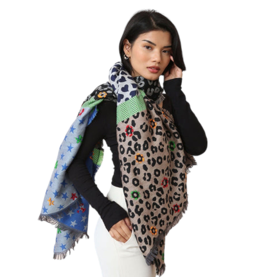 Ombre Multi Star Jacquard Scarf