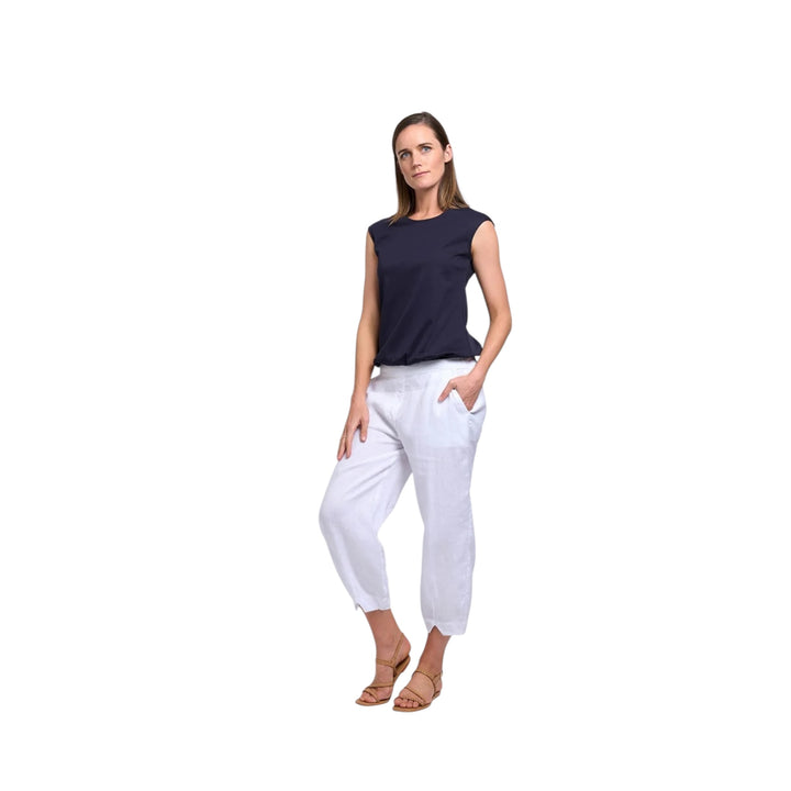 Foil Festival Cropped Pant White