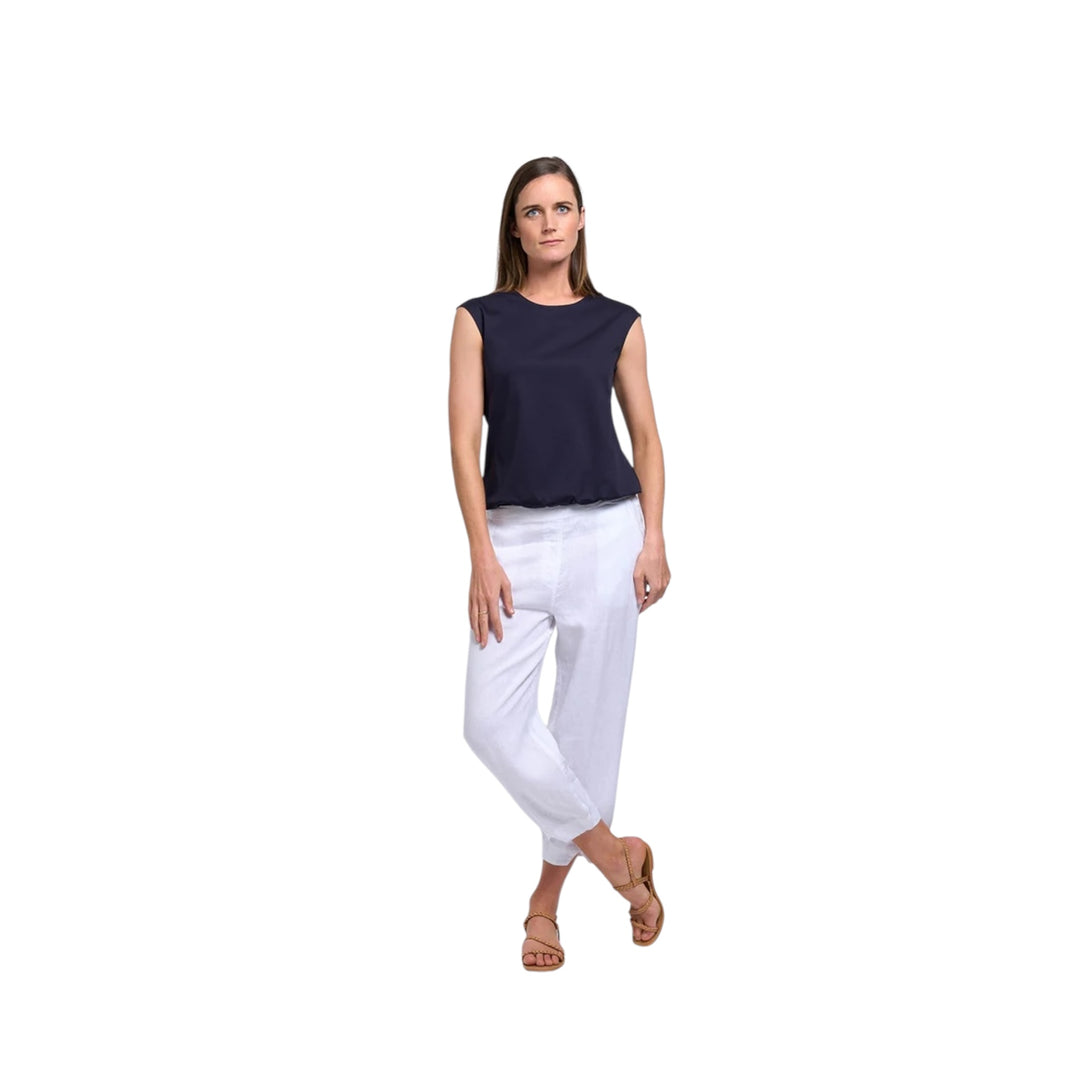 Foil Festival Cropped Pant White
