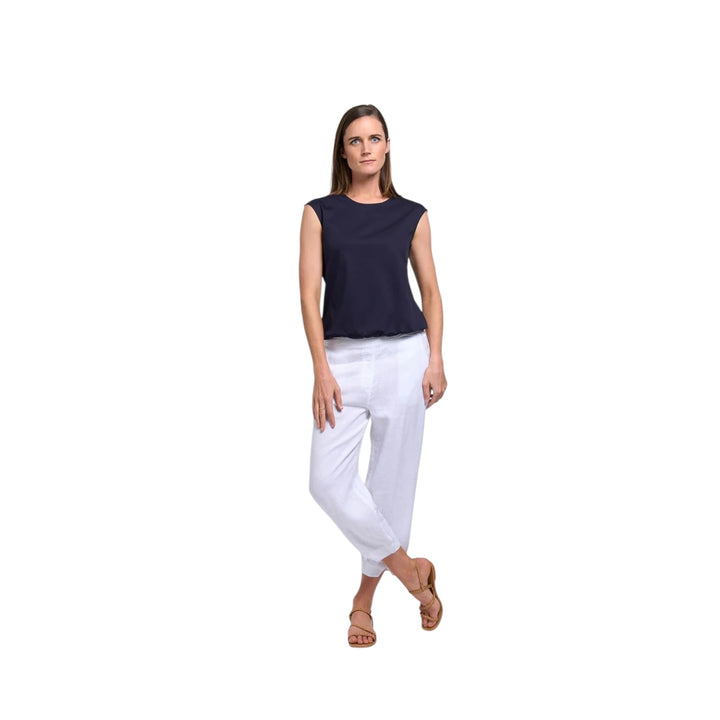 Foil Festival Cropped Pant White