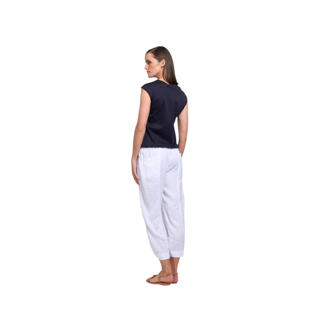 Foil Festival Cropped Pant White