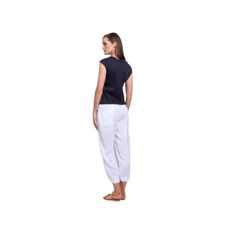 Foil Festival Cropped Pant White