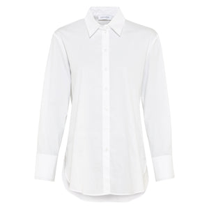 Just White Long Sleeve Long Length Shirt White