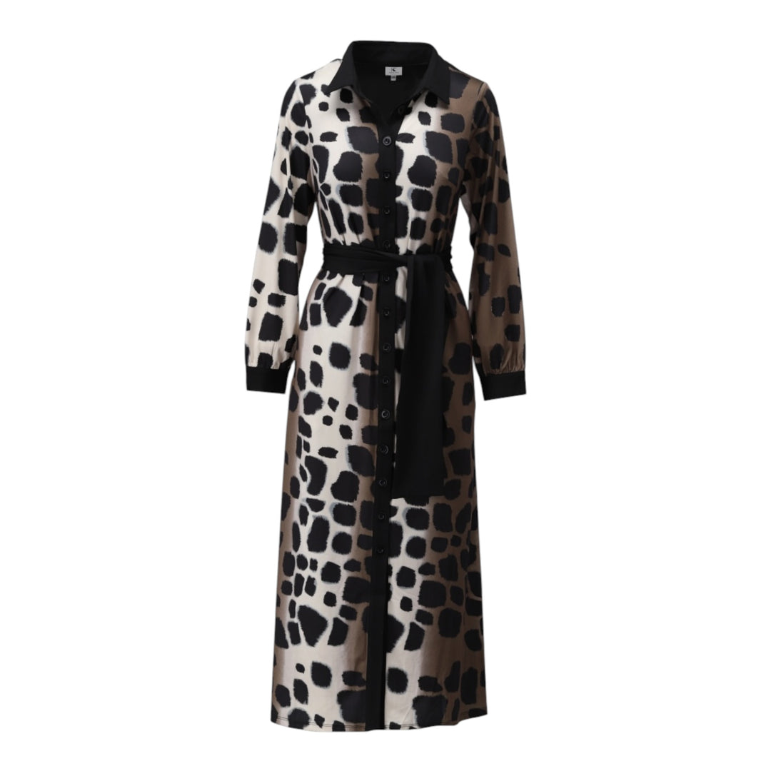K Design Animal Print Maxi Shirt Dress