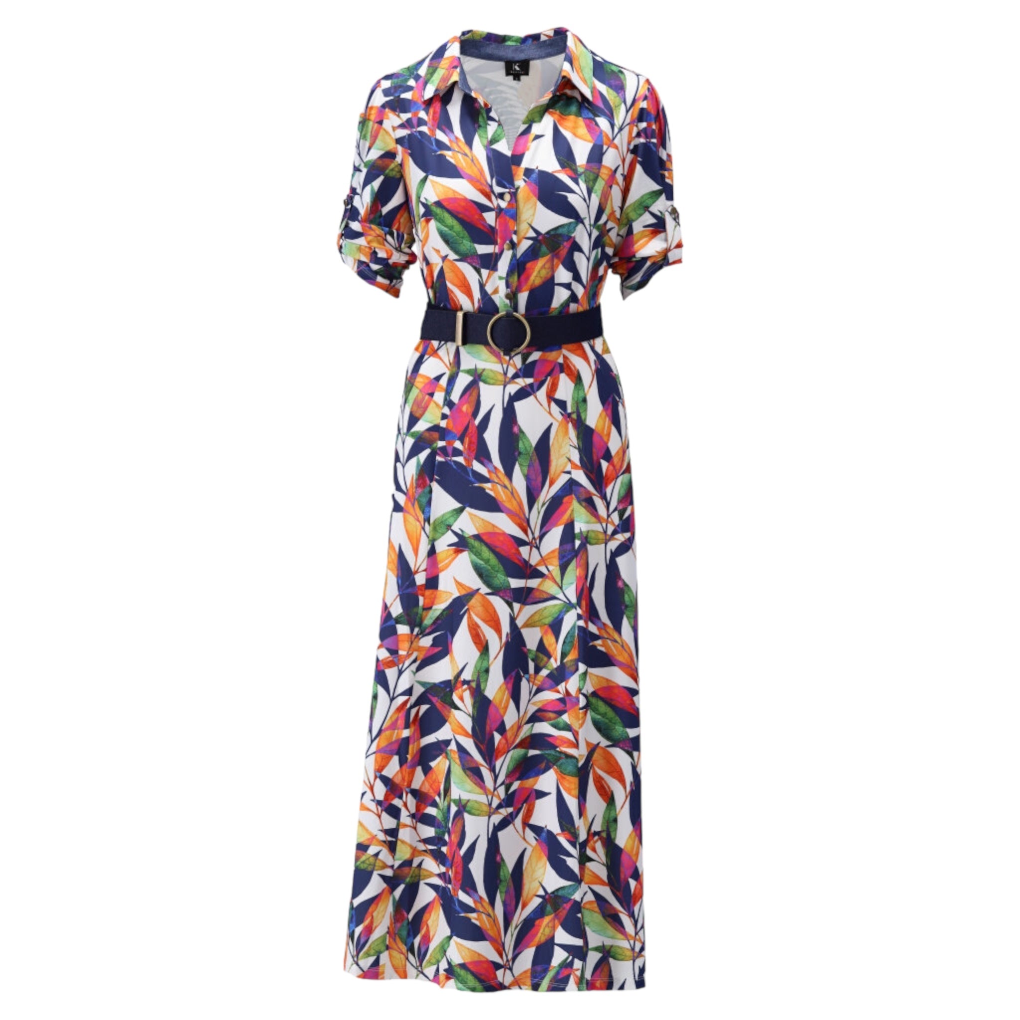 K Design Leaf Print Maxi Dress Multicolour