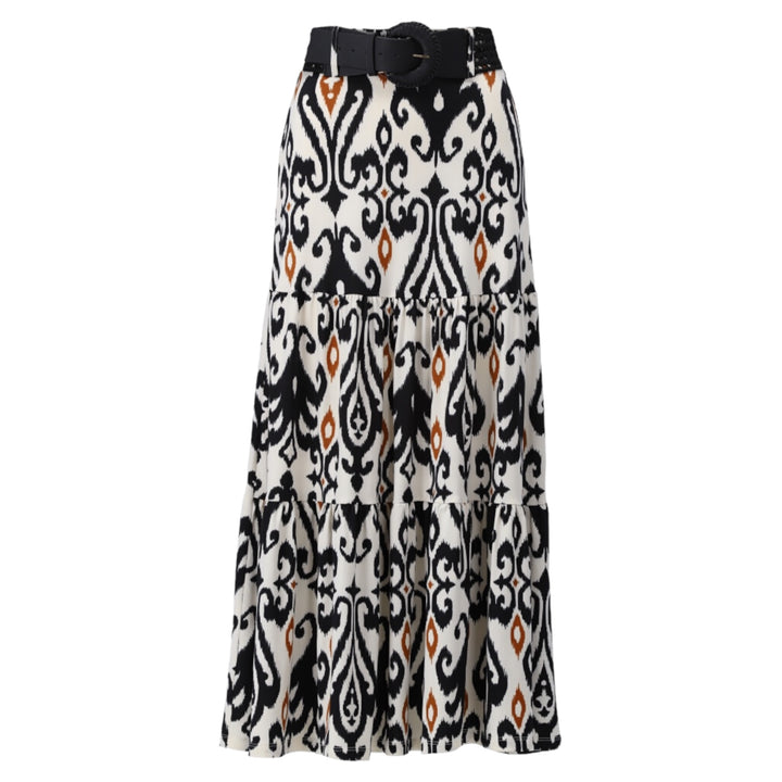 K Design Printed Maxi Skirt Black