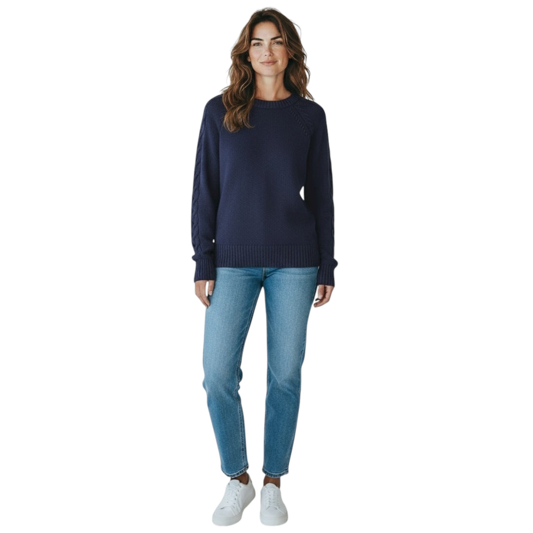 Kris Fashion Cable Knit Sweater Marine