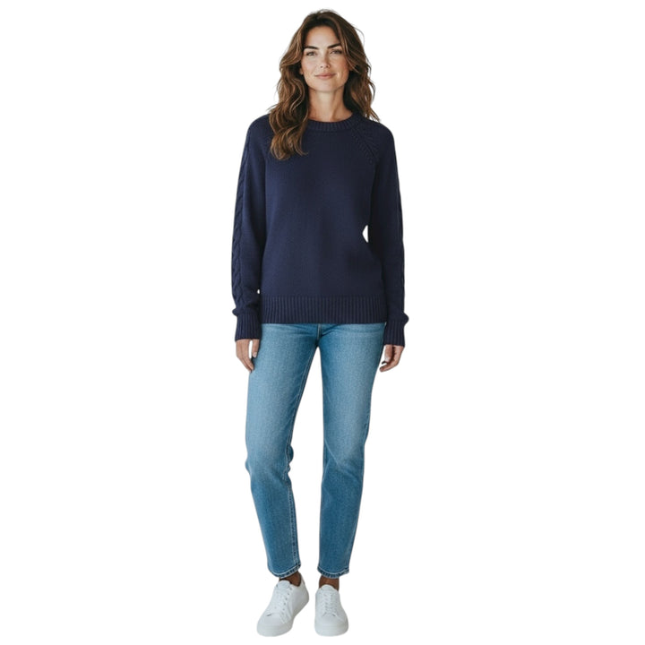 Kris Fashion Cable Knit Sweater Marine