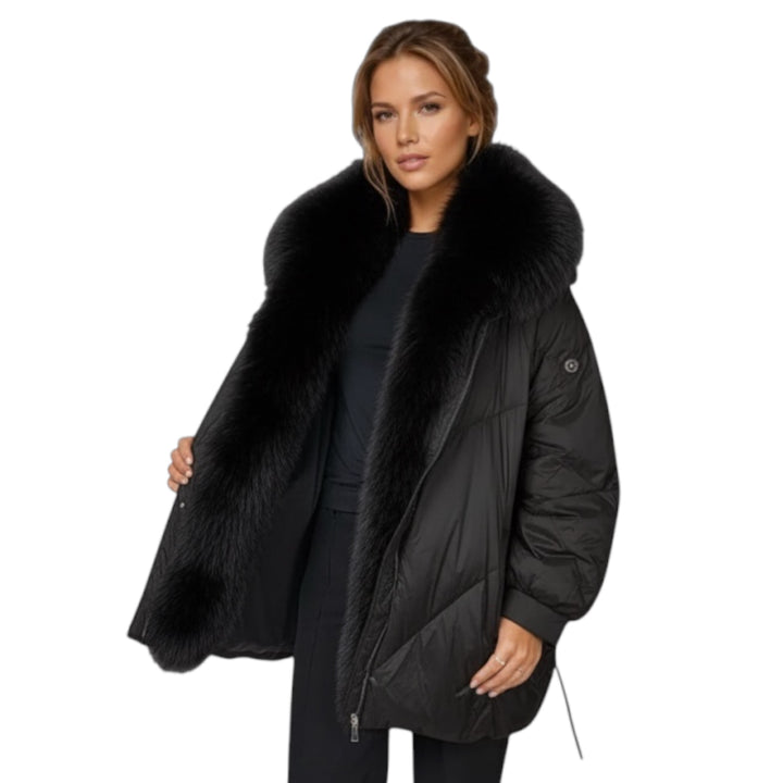 Levinsky Ivory Oversized Down Coat Black