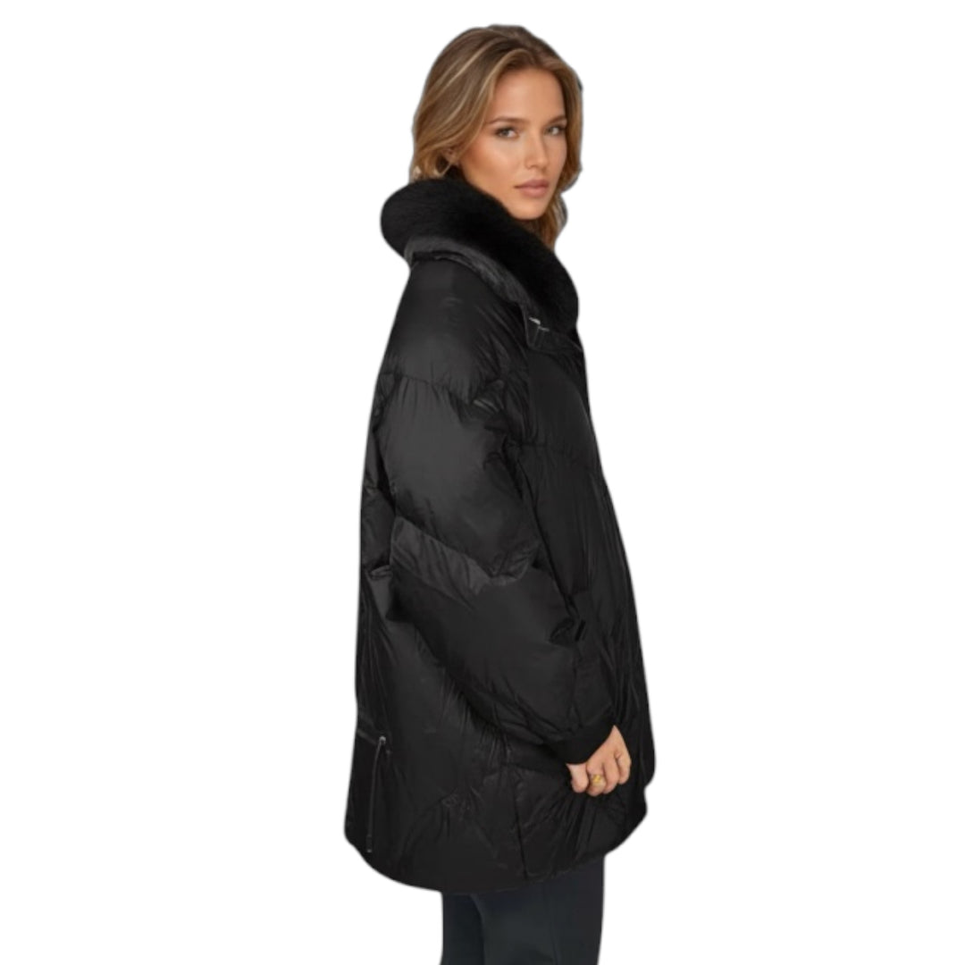 Levinsky Ivory Oversized Down Coat Black