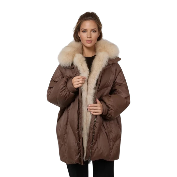 Levinsky Ivory Oversized Down Coat Latte
