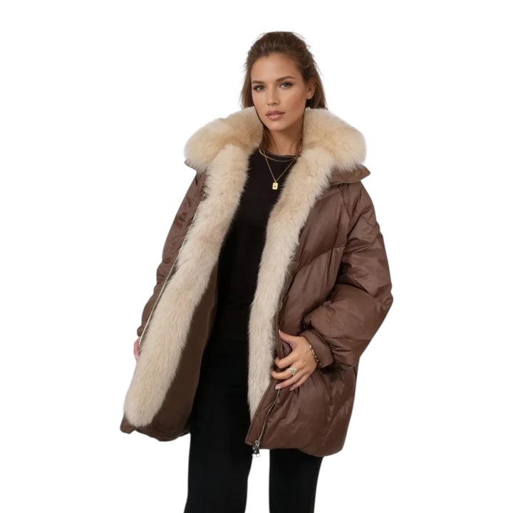 Levinsky Ivory Oversized Down Coat Latte