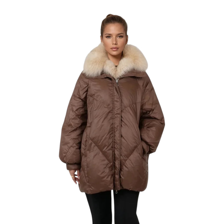 Levinsky Ivory Oversized Down Coat Latte