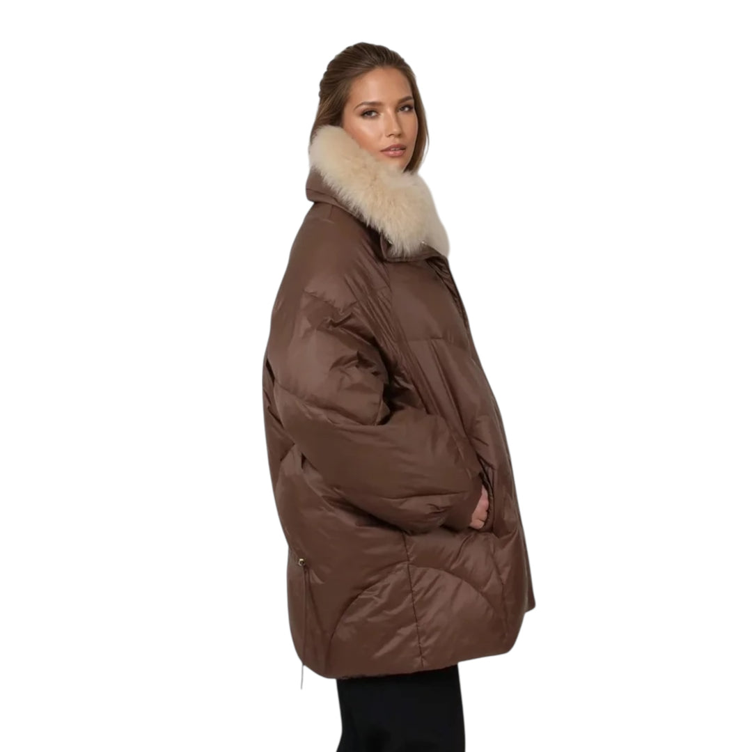 Levinsky Ivory Oversized Down Coat Latte