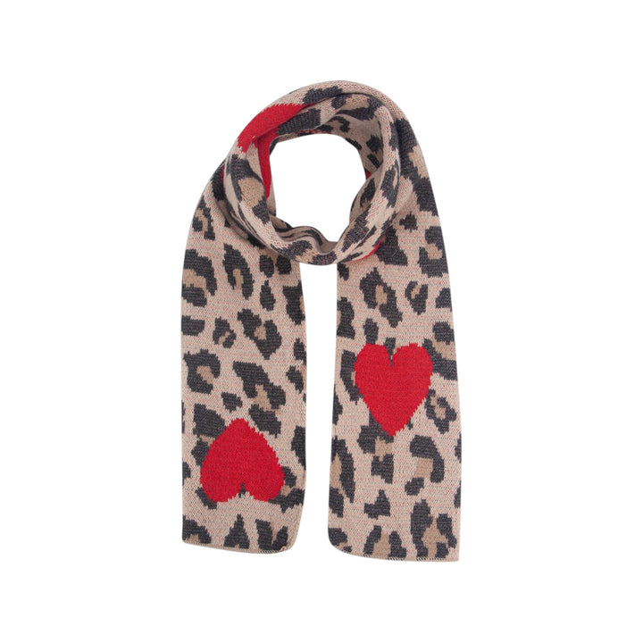 Wylda Cream Leopard and Hearts Heavyweight Scarf