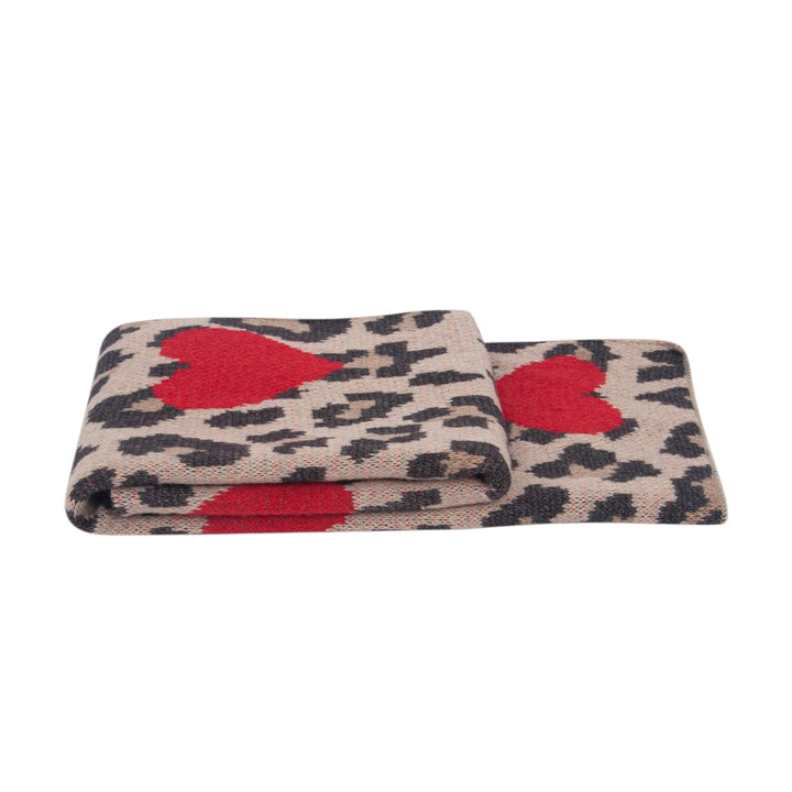 Wylda Cream Leopard and Hearts Heavyweight Scarf