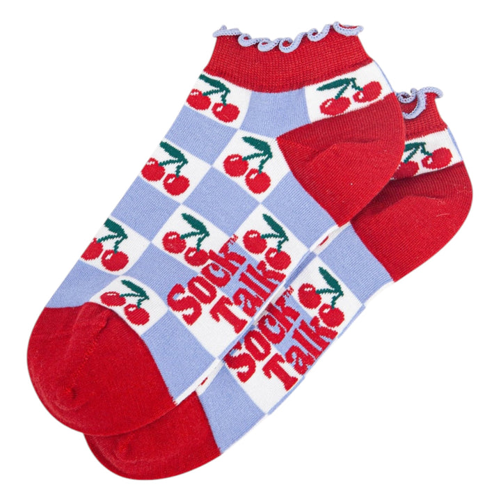 MSH Bamboo Cherry Checkerboard Trainer Socks Blue