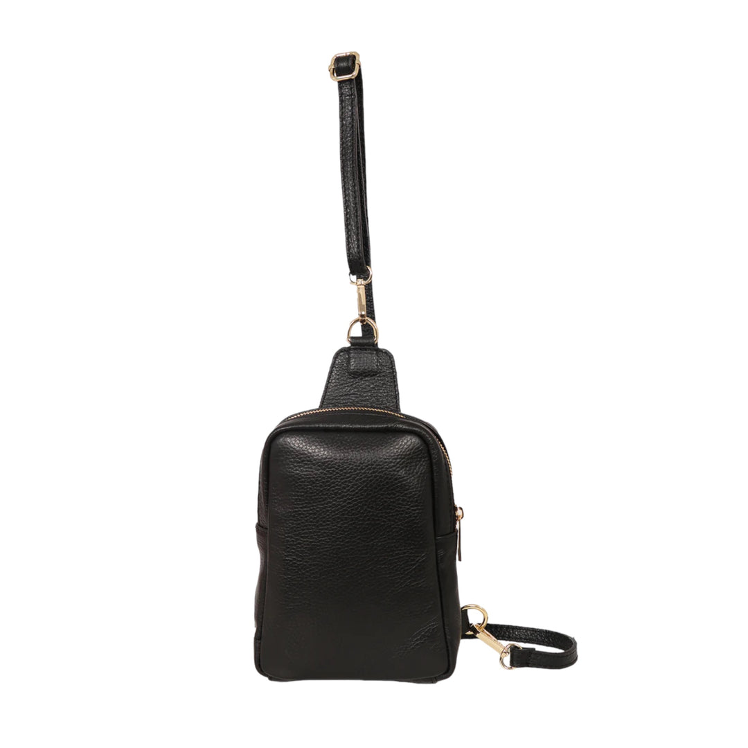 Italian-Leather-Crossbody-Sling-Bag-Product-Image-Front-View-Black