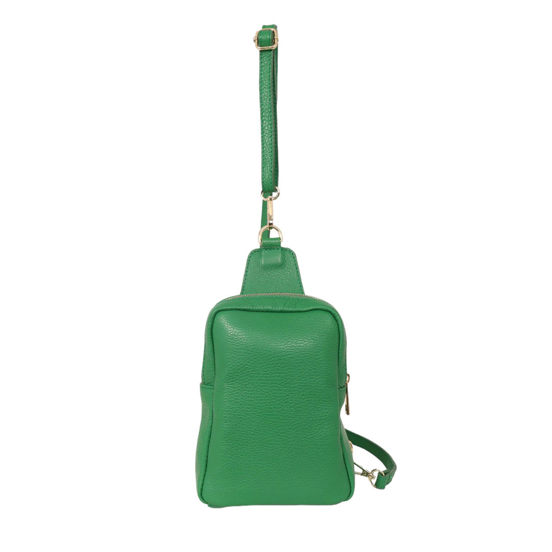Italian-Leather-Crossbody-Sling-Bag-Product-Image-Front-View-Green