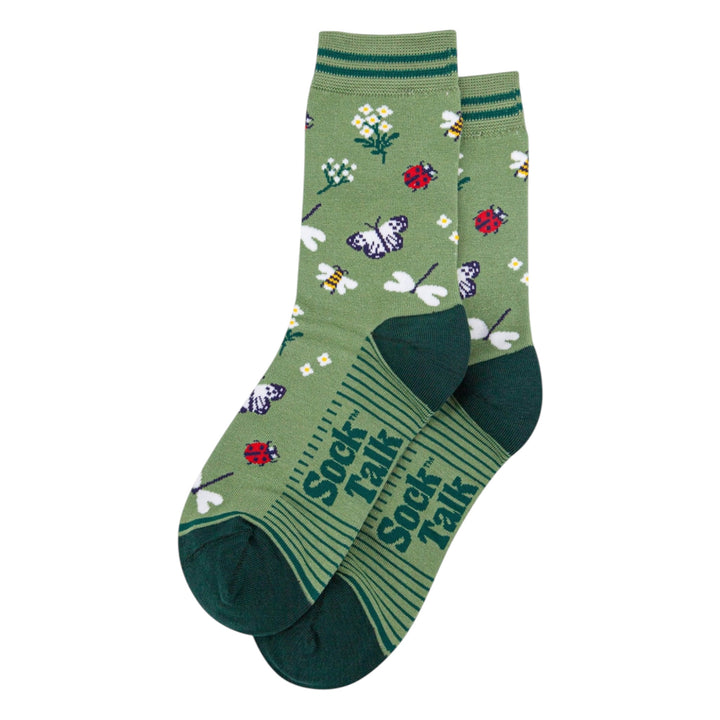 MSH Bamboo Garden Ladybird & Butterfly Socks Green