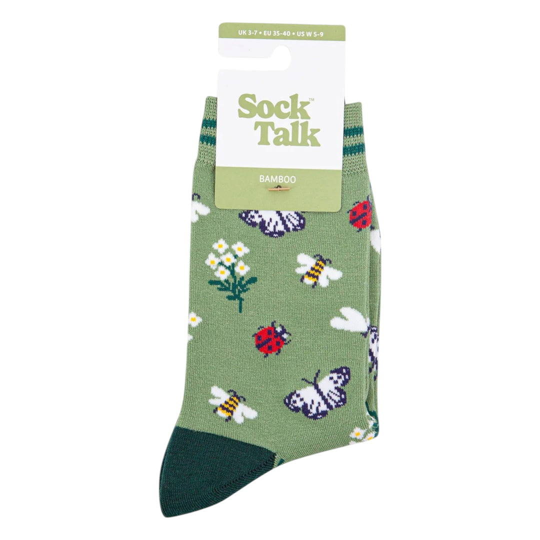 MSH Bamboo Garden Ladybird & Butterfly Socks Green