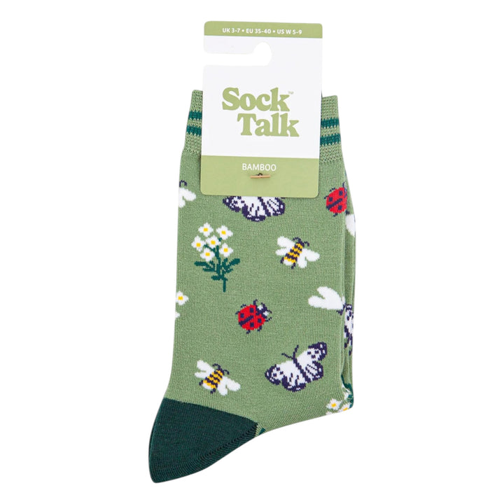 MSH Bamboo Garden Ladybird & Butterfly Socks Green