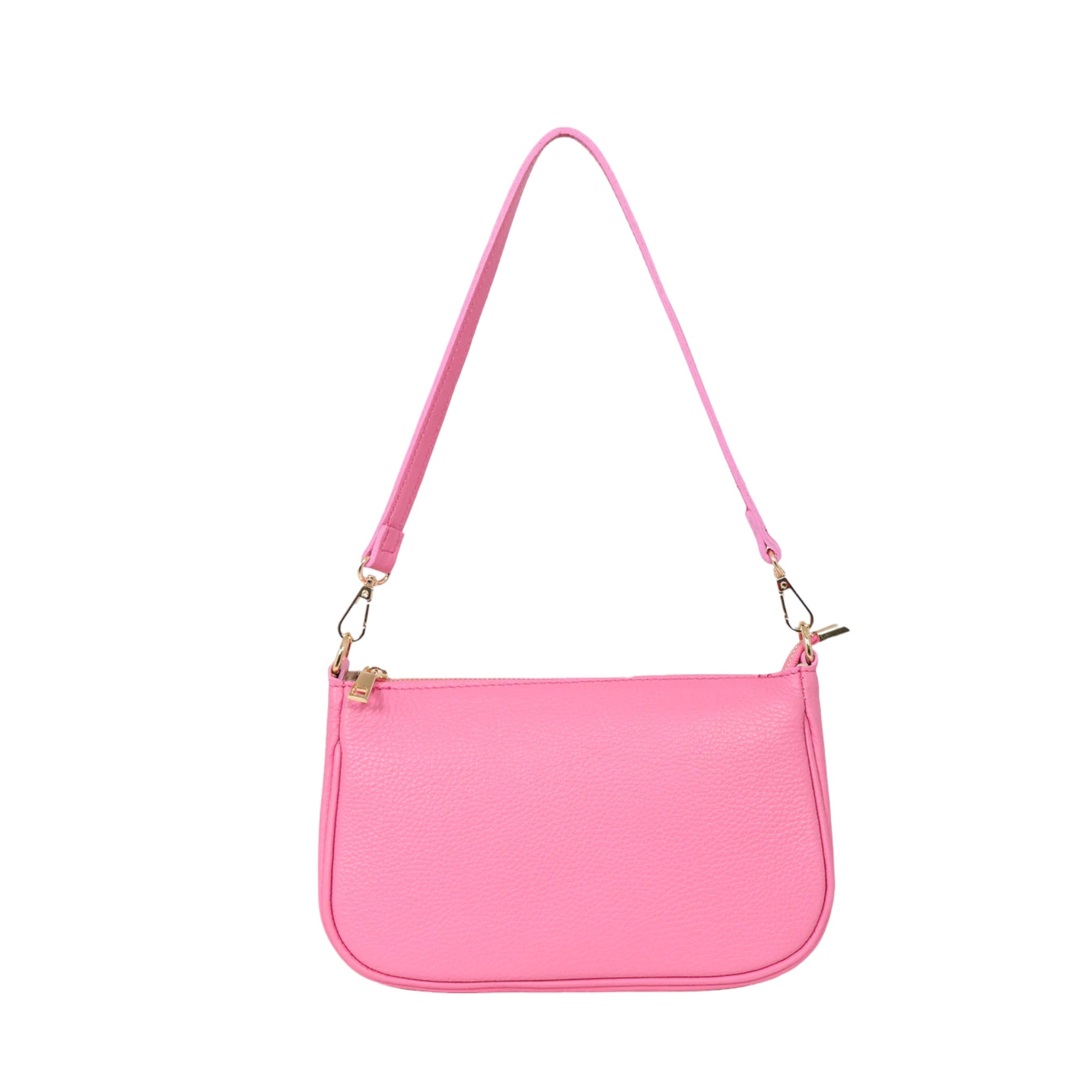 Italian-Leather-Baguettte-Bag-Pink-Product-Image-Front-View