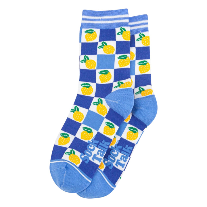 MSH Bamboo Lemon Checkerboard Socks Blue