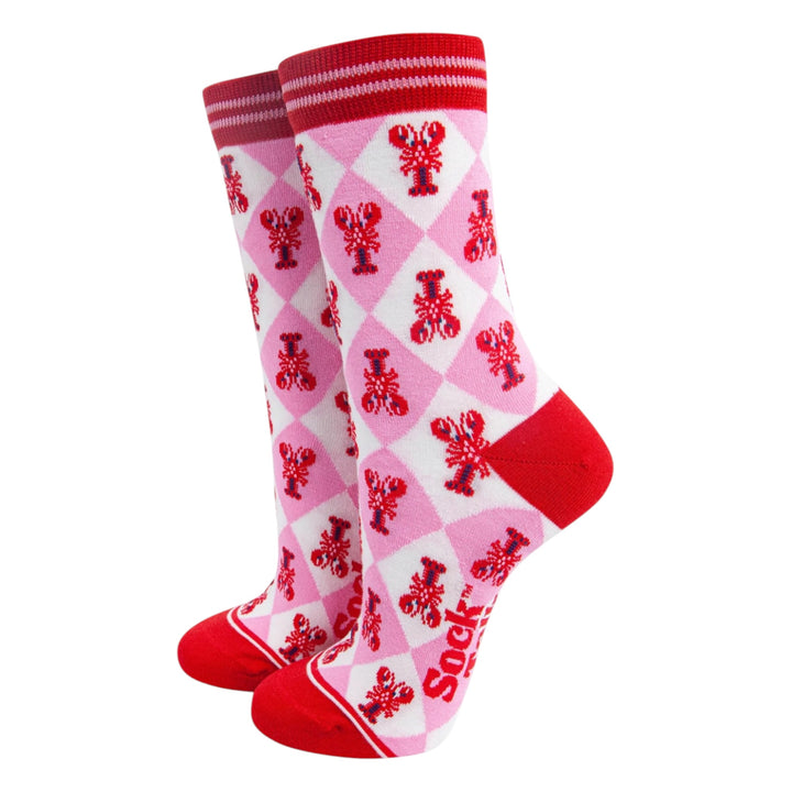 MSH Bamboo Lobster Checkerboard Print Socks Red/Pink