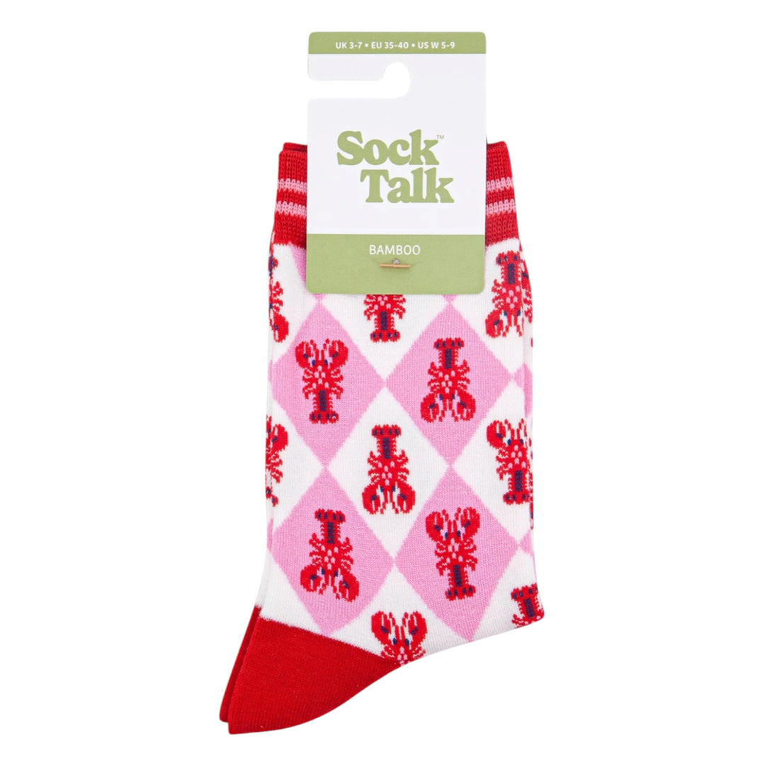 MSH Bamboo Lobster Checkerboard Print Socks Red/Pink