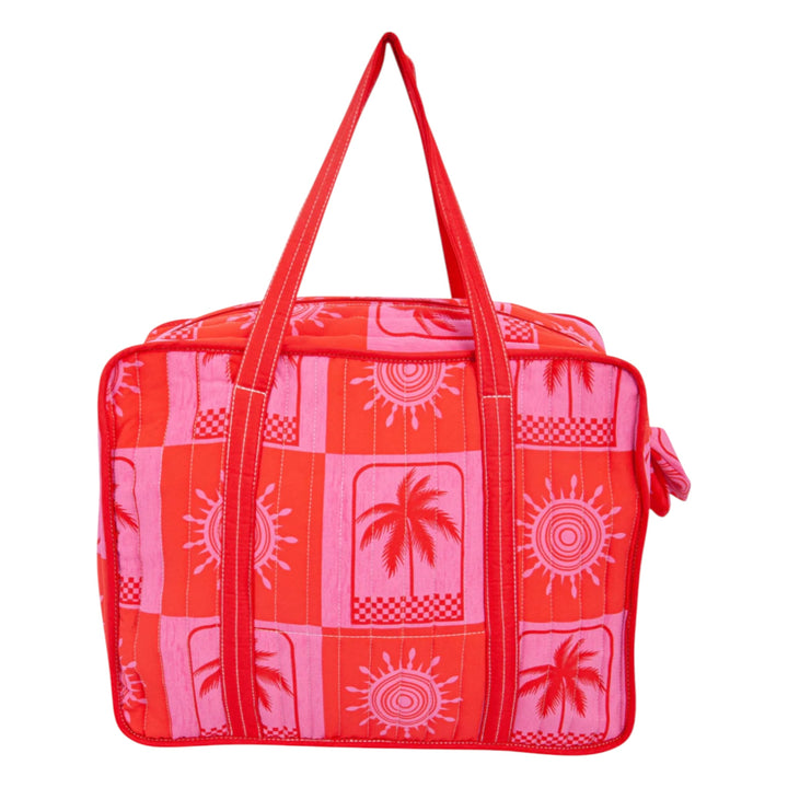 MSH Palm Tree Double Handle Tote Bag Pink/Red