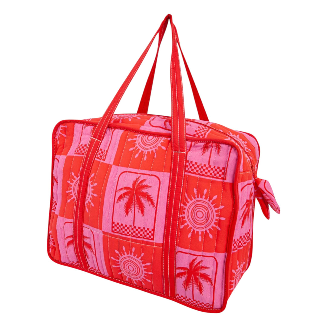 MSH Palm Tree Double Handle Tote Bag Pink/Red
