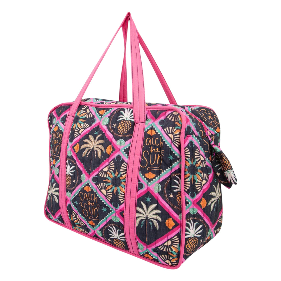 MSH Pineapple Print Double Handle Tote Bag Black