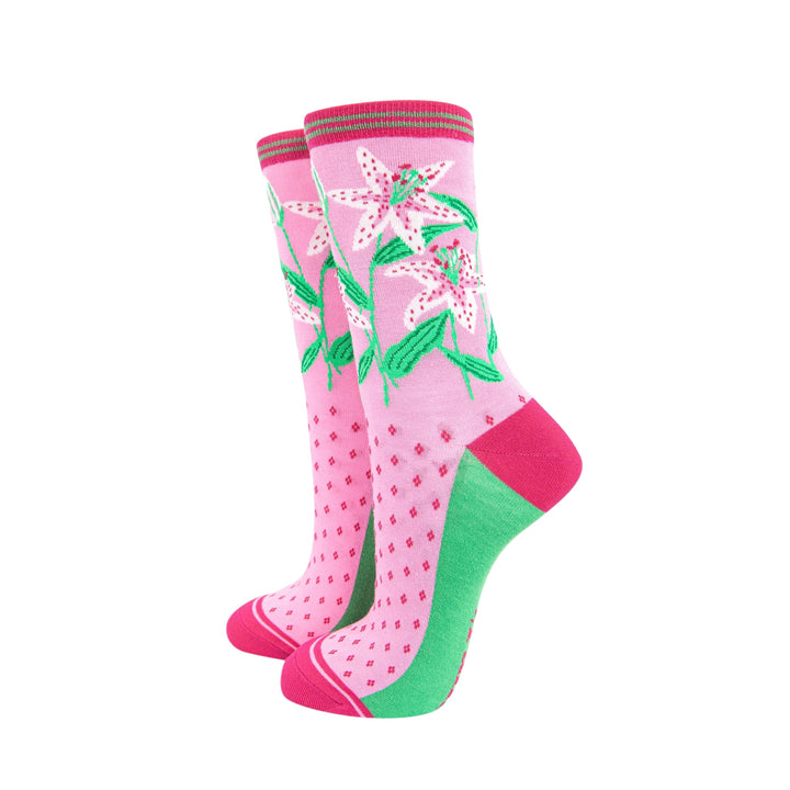 MSH Lily Print Bamboo Socks Pink