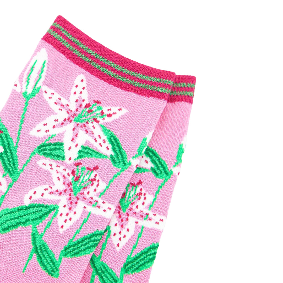 MSH Lily Print Bamboo Socks Pink