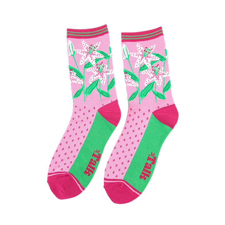 MSH Lily Print Bamboo Socks Pink