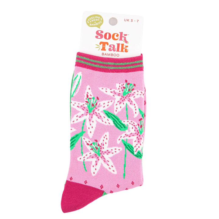 MSH Lily Print Bamboo Socks Pink