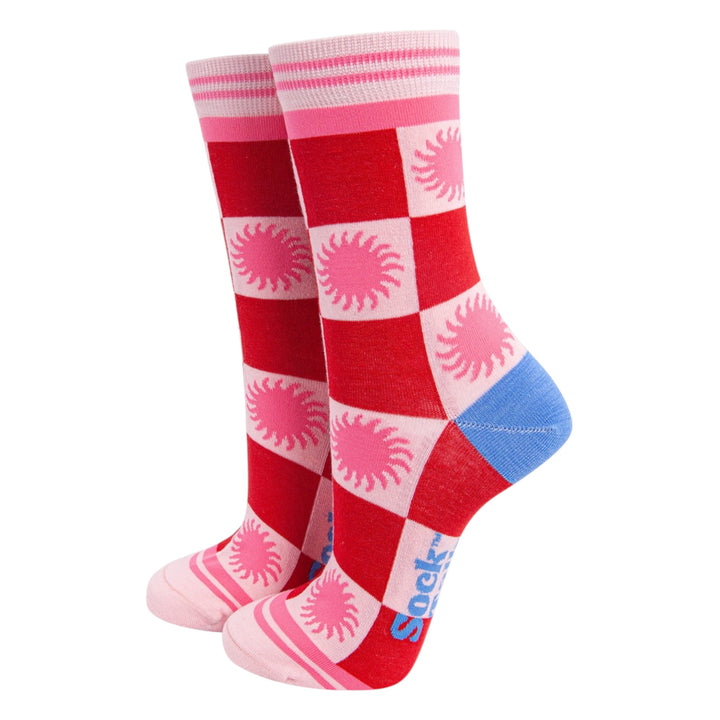 MSH Bamboo Sun Checkerboard Socks Red