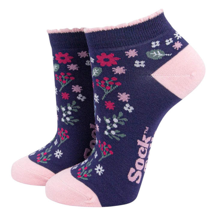 MSH Bamboo Wildflower Trainer Socks Navy
