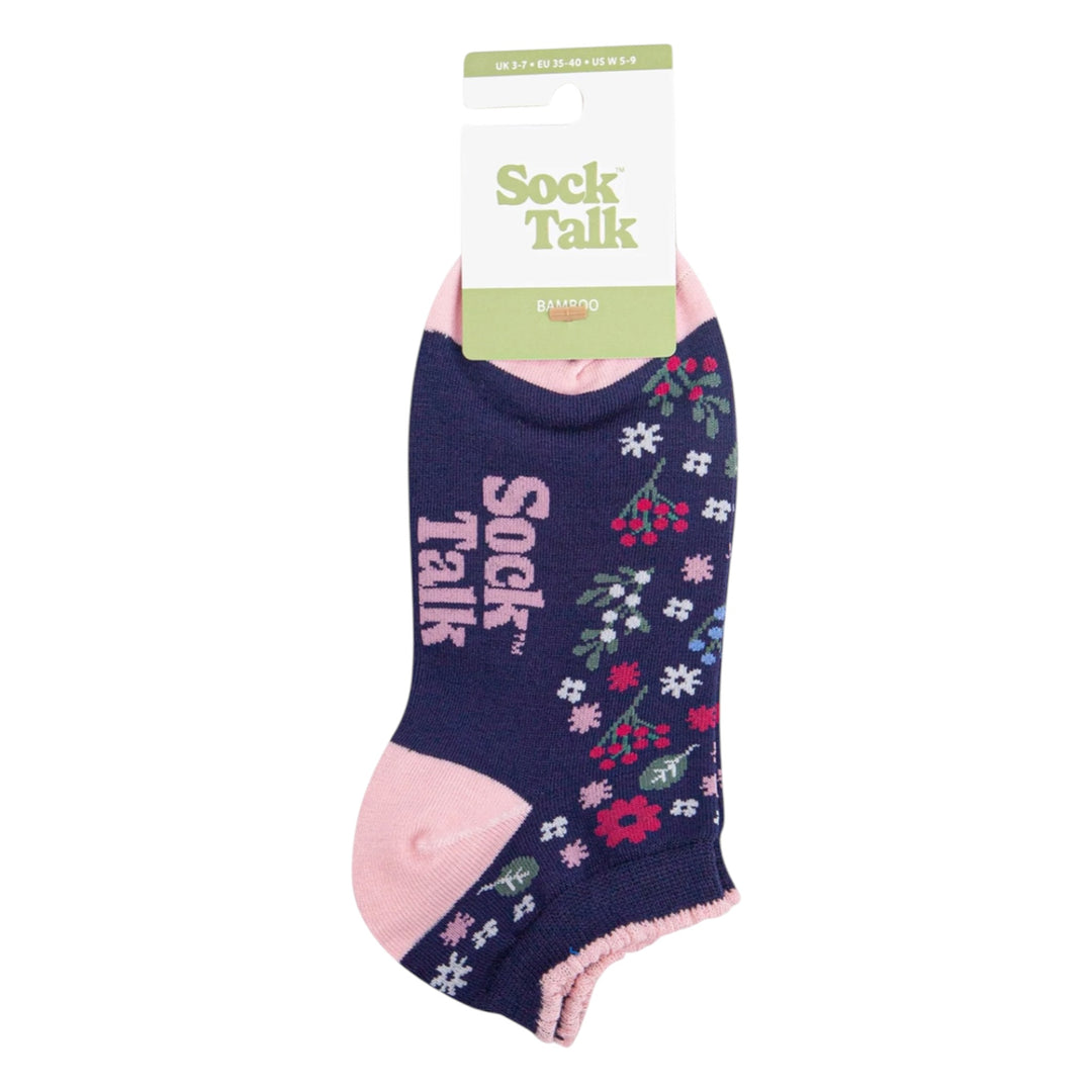 MSH Bamboo Wildflower Trainer Socks Navy