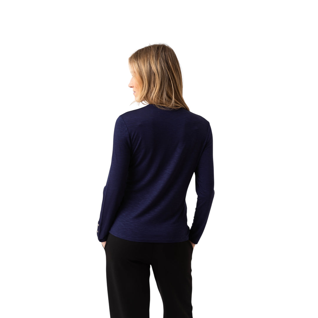 Marble High Neck Top Navy