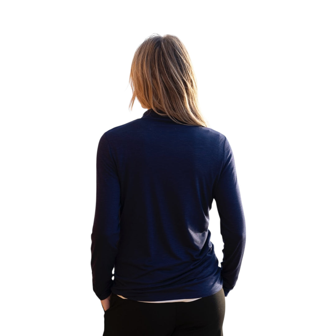 Marble High Neck Top Navy