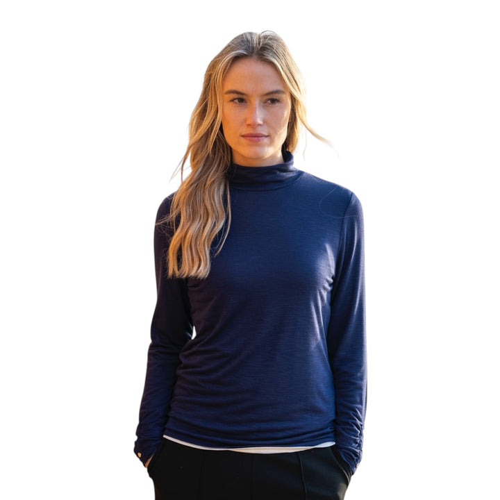 Marble High Neck Top Navy