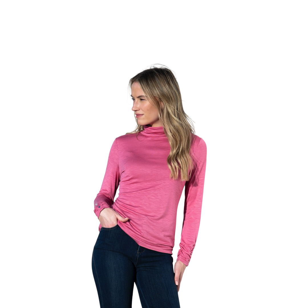 Marble High Neck Top Pink