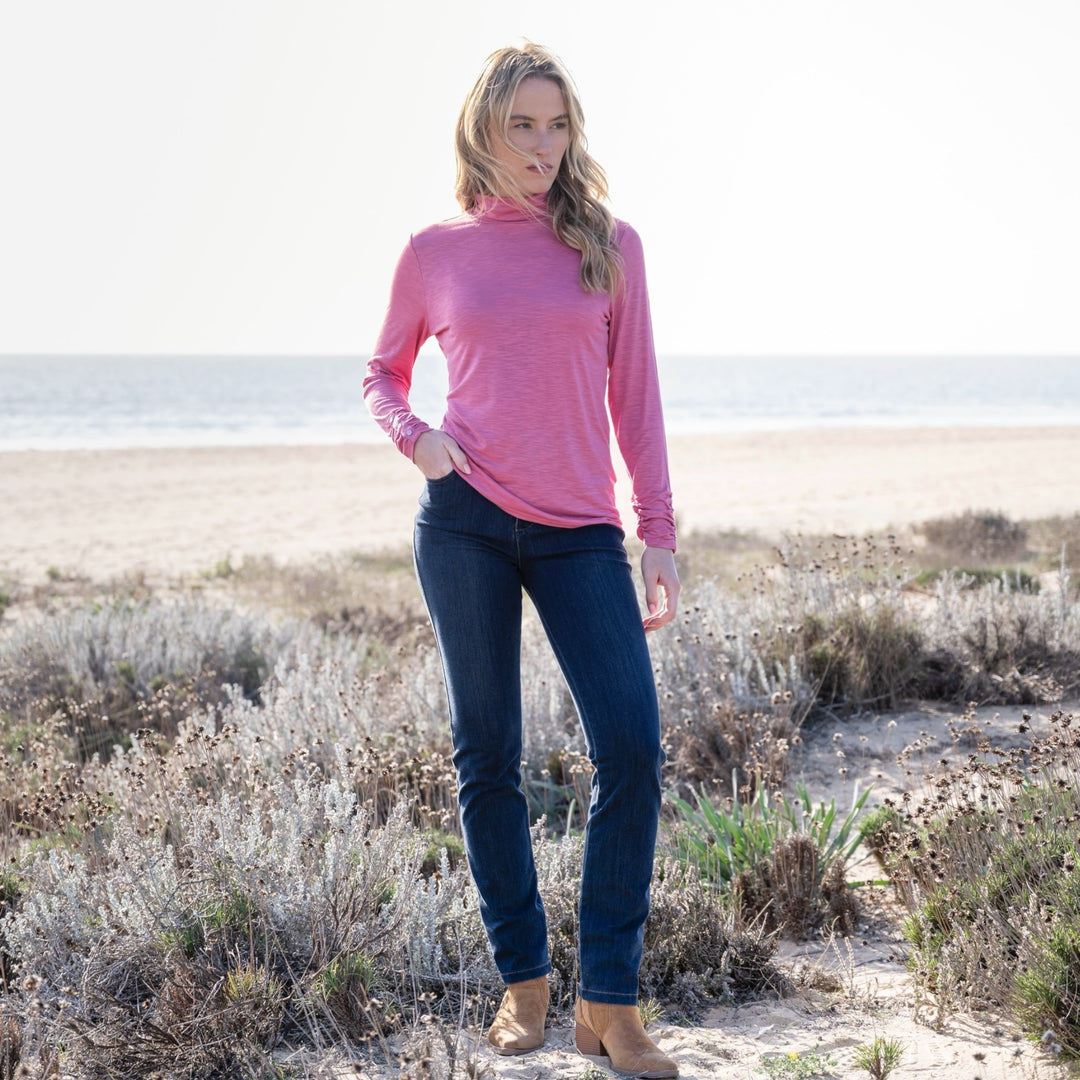 Marble High Neck Top Pink